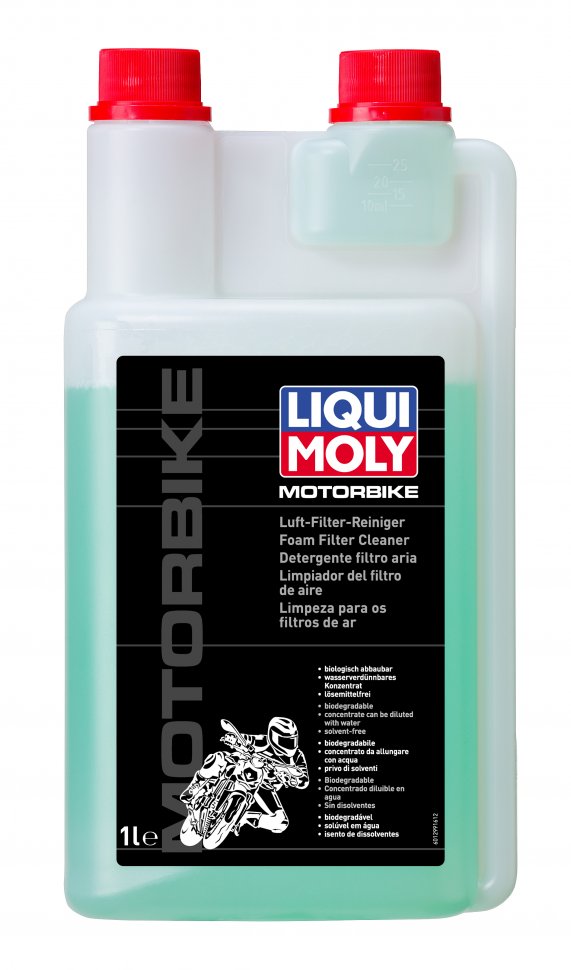 1299 — Очиститель воздушных фильтров мототехники (конц.) Motorbike Luft-Filter-Reiniger (1л) LIQUI MOLY